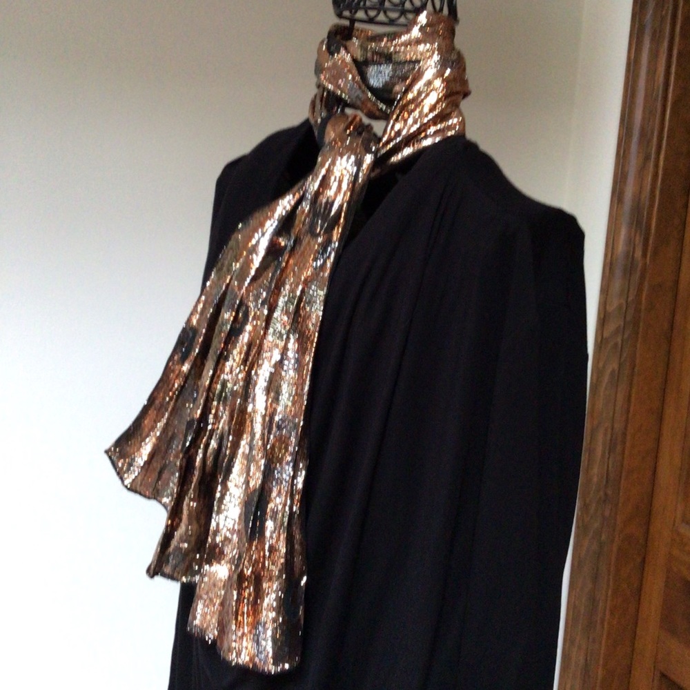 Metallic Scarf, made in Japan 58”x8” - Picture 2 of 4